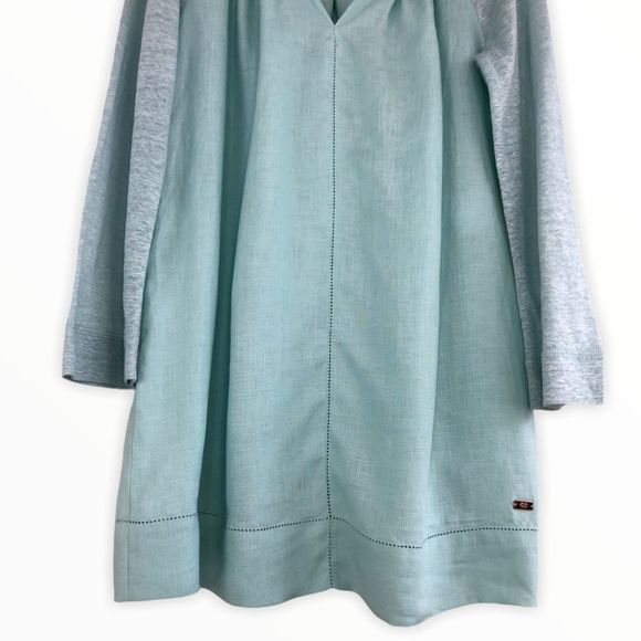 Escada Linen Aqua Pearl Accent Lightweight Tunic Top size 4 in Surf - Picture 4 of 16
